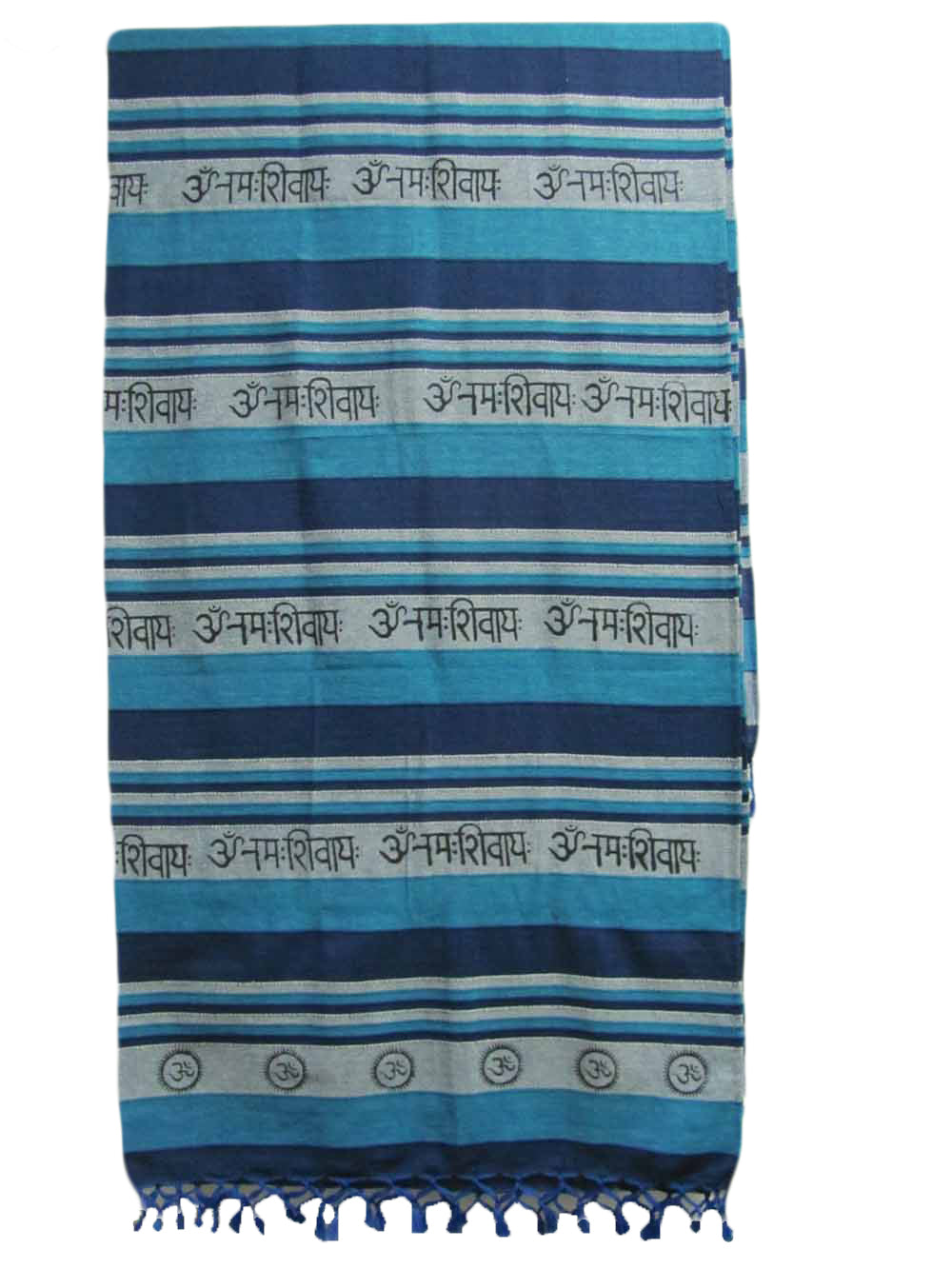 Indian Om Namah Shivay Yoga Meditation Handloomed Cotton Blue Throw Bedspread Tapestry - Ambali Fashion Tapestries beach, bohemian, boho, classic, eastern, ethnic, hippie, indian, lightweight