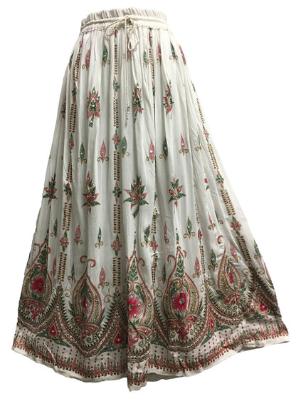 Women's Handmade Indian Sequin Crinkle Gypsy Broomstick Long Skirt - Ambali Fashion Skirts beach, bohemian, boho, dress, gypsy, handmade, new age, trendy