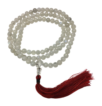 Handmade Genuine Chakra Moonstone Japa Yoga Meditation Prayer Mala Bead Necklace (4mm) - Ambali Fashion Necklaces 