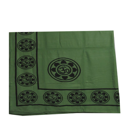 Indian Green Lotus Om Yoga Queen Size Bedspread Throw Tapestry (72" x 108") - Ambali Fashion Tapestries beach, boho, casual, classic, coverlet, curtain, ethnic, gypsy, meditation, new age, sh
