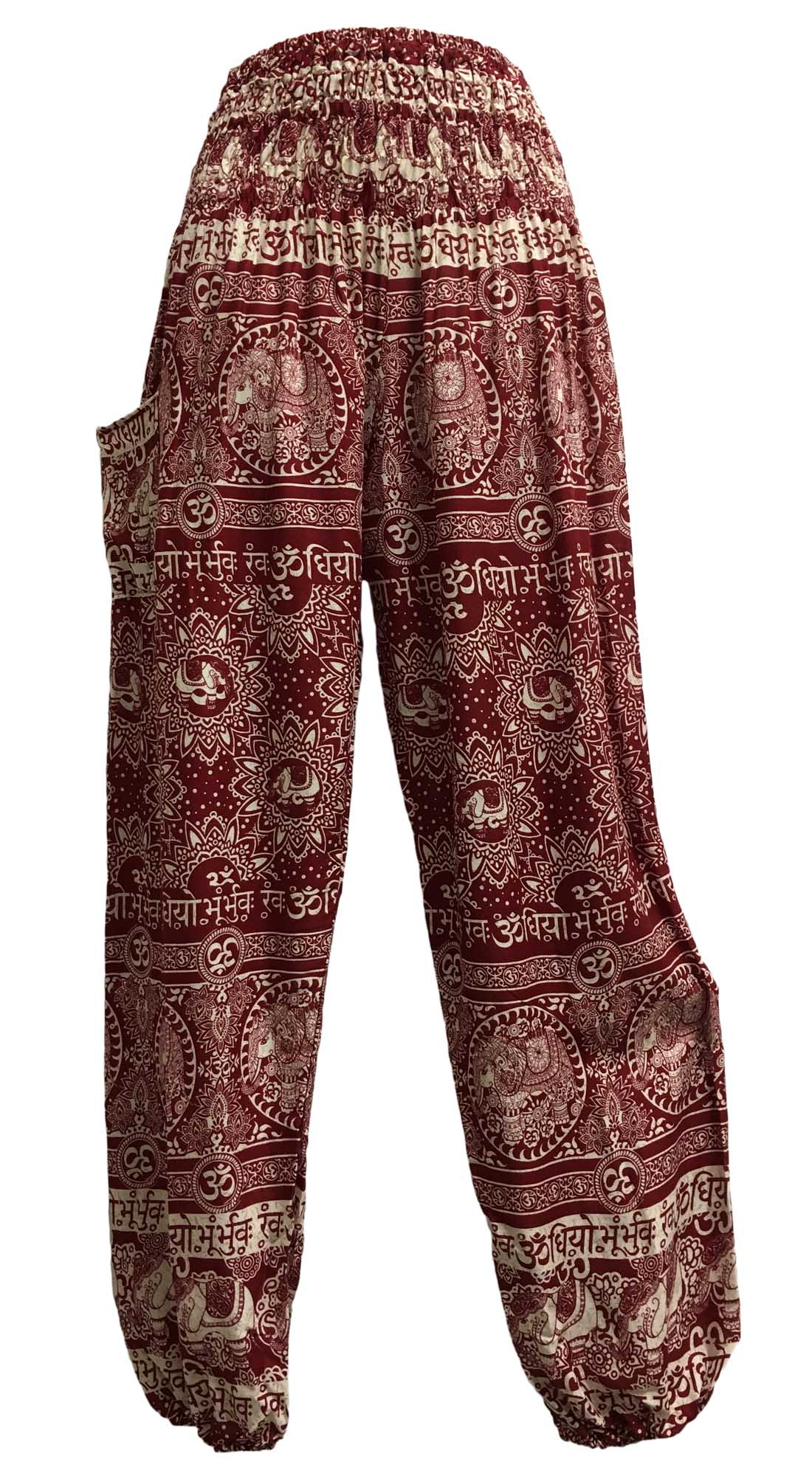 Bohemian Indian Ethnic Print Elephant Om Yoga Unisex Cotton Harem Pants Trousers