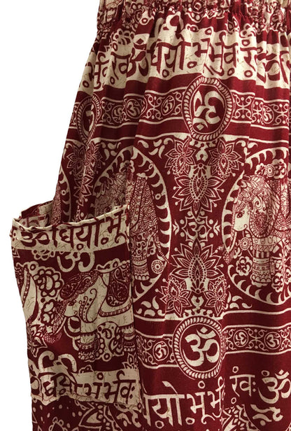 Bohemian Indian Ethnic Print Elephant Om Yoga Unisex Cotton Harem Pants - Ambali Fashion Women's Pants 