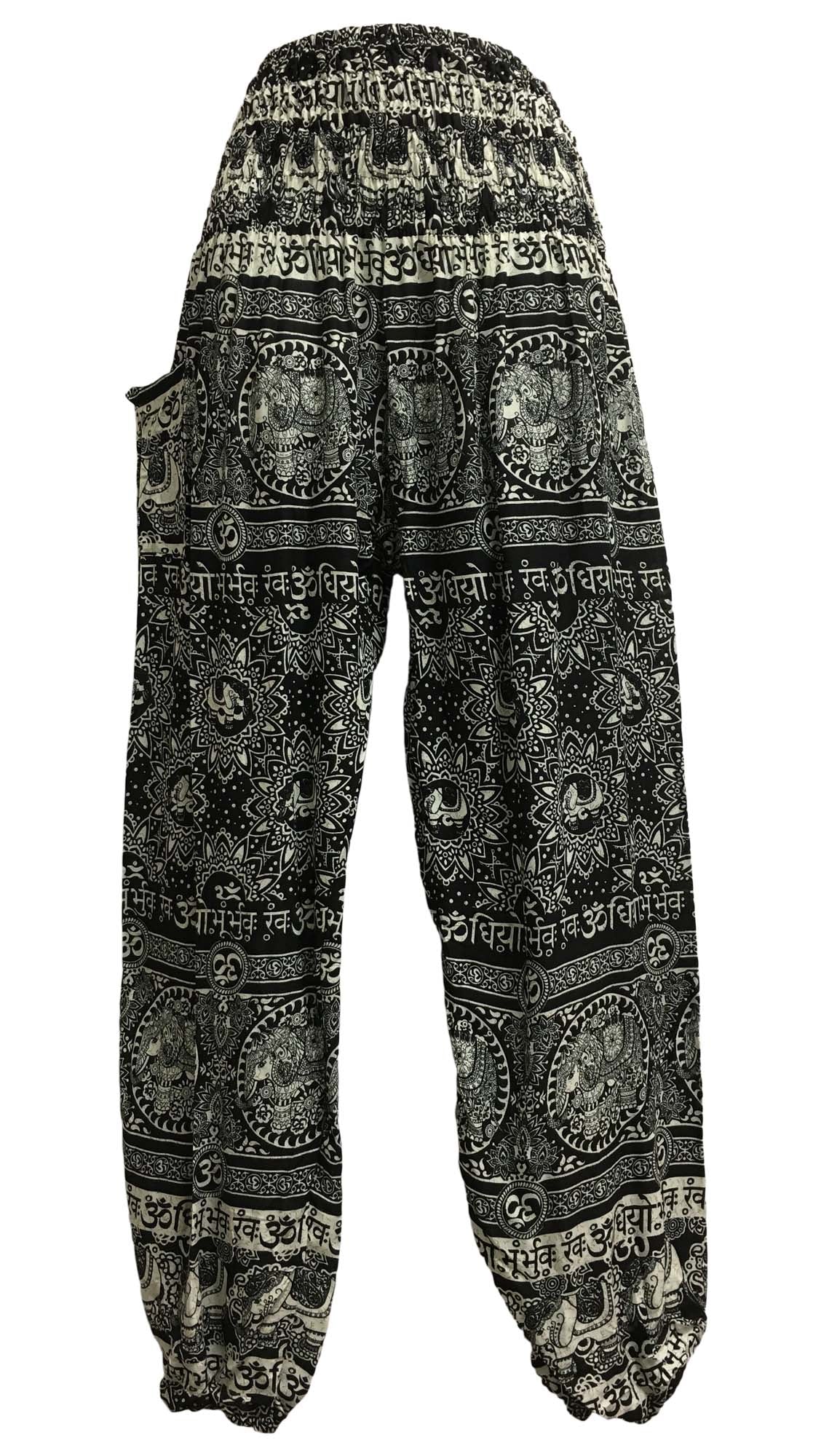 Bohemian Indian Ethnic Print Elephant Om Yoga Unisex Cotton Harem Pants Trousers