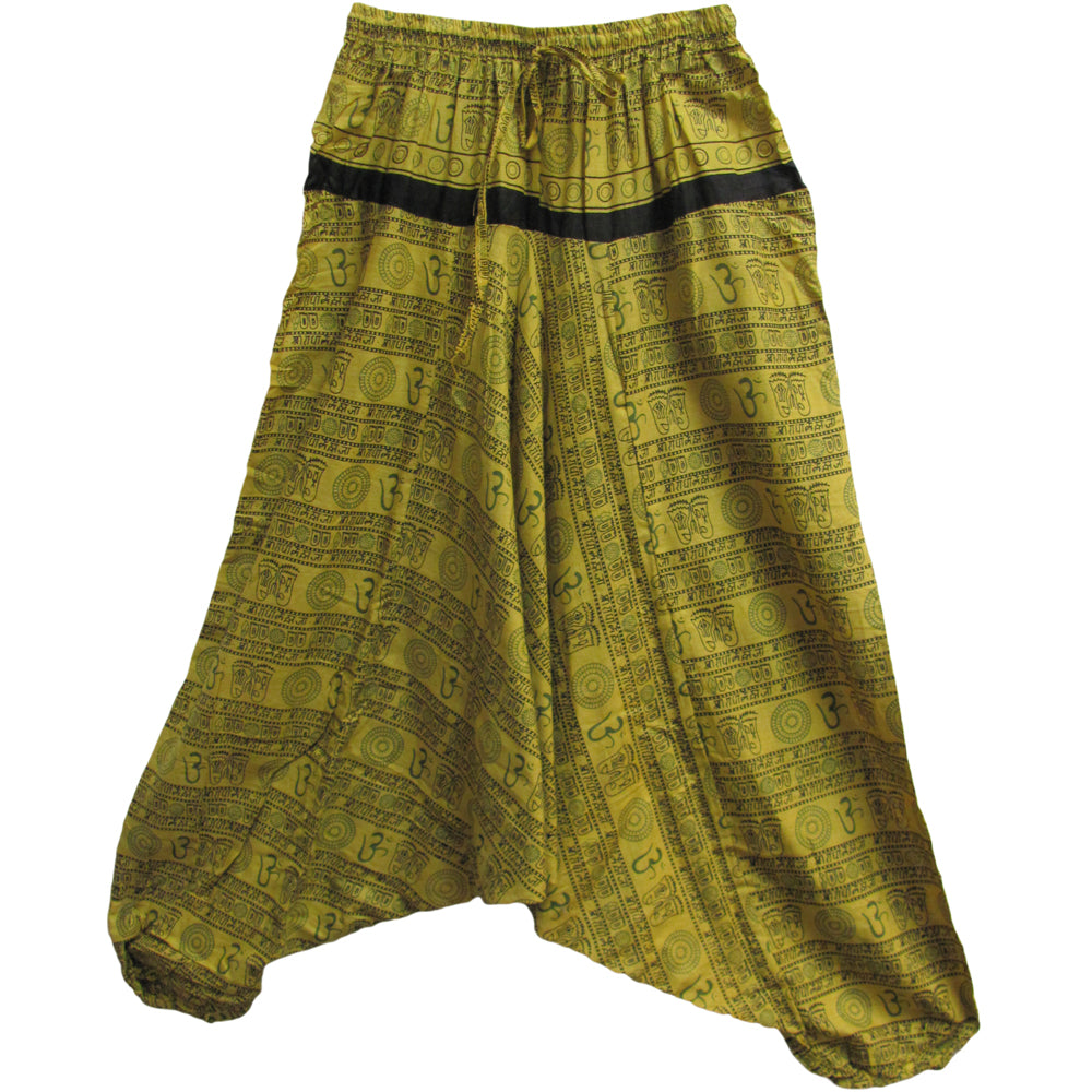 Bohemian Indian Cotton 'Om Namah Shivay' Alibaba Baggy Jumpsuit Yoga Harem Pants - Ambali Fashion Unisex Pants aladdin, beachwear, boho, casual, classic, ethnic, fashion, festival, gypsy, ind