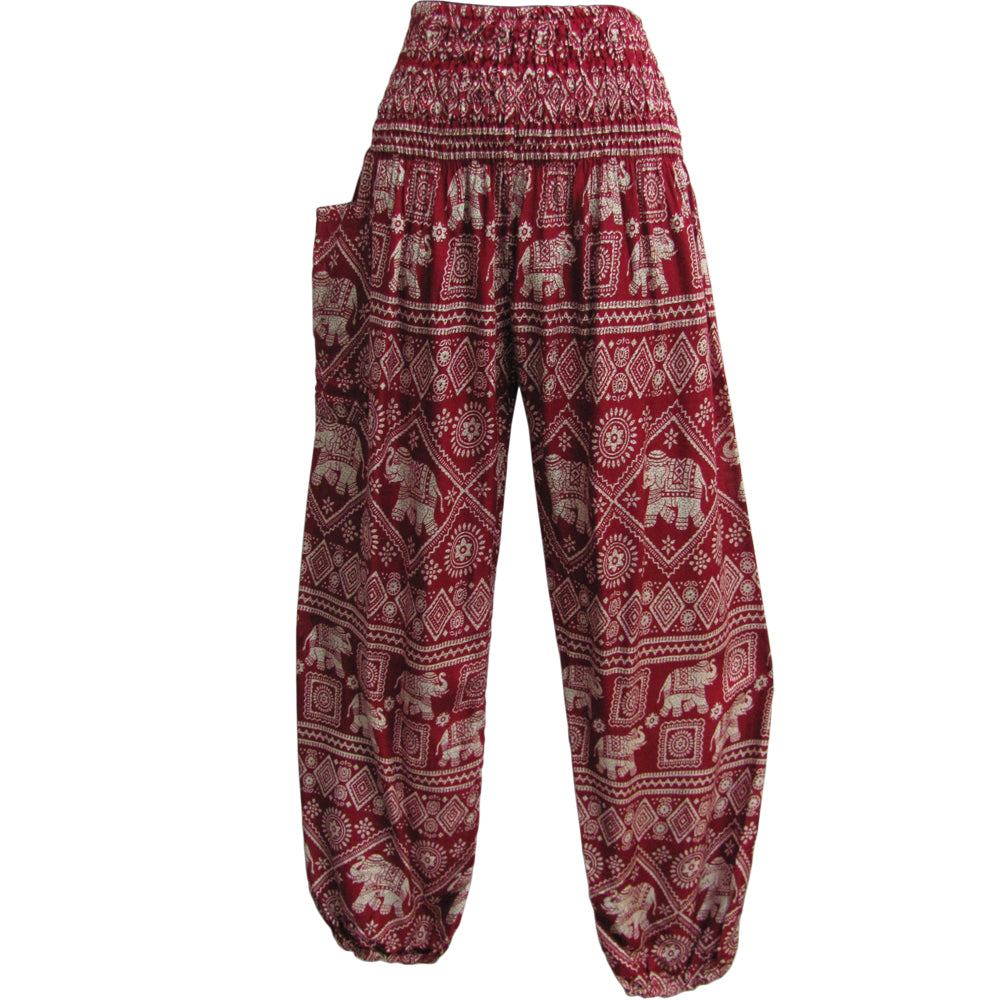 Indian Bohemian Gypsy Elephant Print Meditation Yoga Harem Pants - Ambali Fashion Women's Pants 