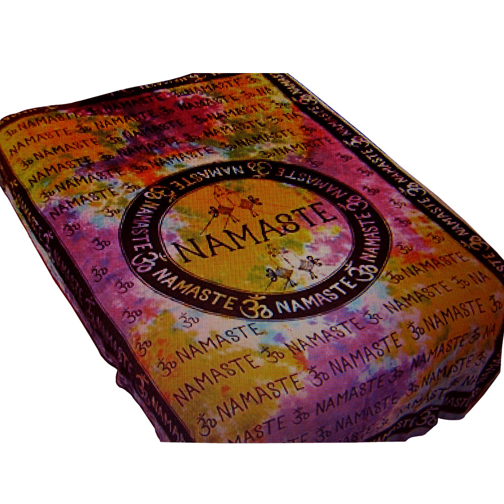 Om Namaste Cotton Meditation Yoga King Size Bedspread Tapestry Throw - Ambali Fashion Tapestries beach, bohemian, coverlet, curtain, decor, decoration, dorm, eastern, ethnic, gypsy, hippie, i