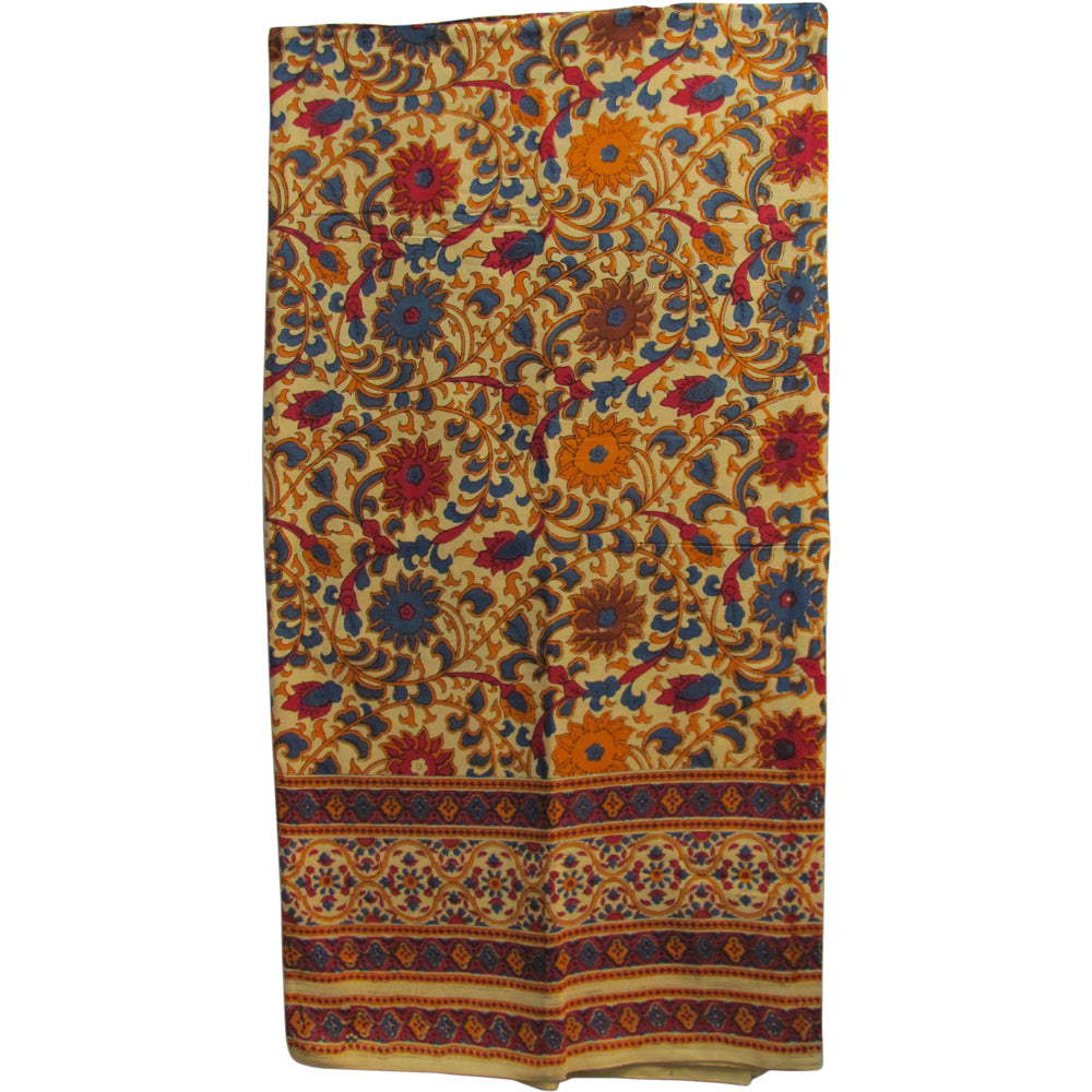 Indian Natural Tones Handloomed Bohemian Cotton Sunflower Handblock Print Bedspread Throw Tapestry - Ambali Fashion Tapestries 