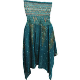 Halter Neck Peacock & Paisley Print Cotton Tube Short Sun Dress Skirt THNONA1