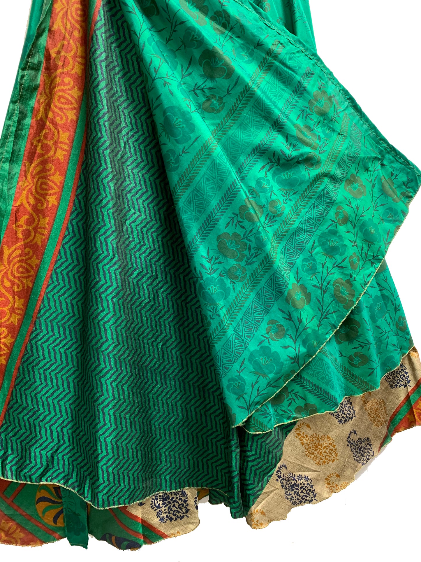 JK Indian Magic Bohemian Gypsy Silk Reversible Wrap-Around Long Skirt - Ambali Fashion Skirts bohemian, boho, casual, classic, eastern, ethnic, gypsy, hippie, indian, new age, sixties, tradit