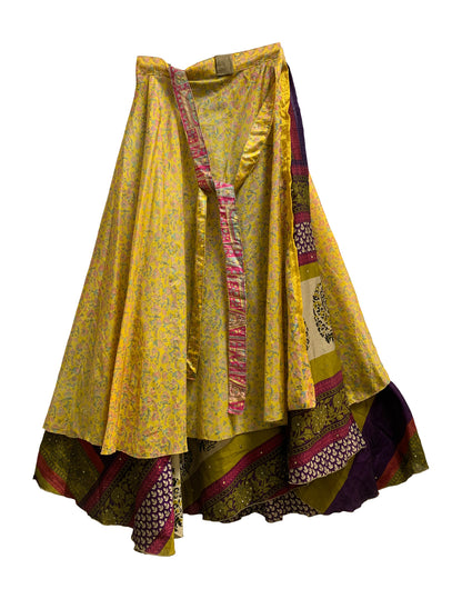 JK Indian Magic Bohemian Gypsy Silk Reversible Wrap-Around Long Skirt - Ambali Fashion Skirts bohemian, boho, casual, classic, eastern, ethnic, gypsy, hippie, indian, new age, sixties, tradit