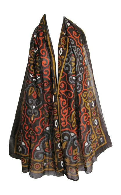 Vintage Earth-Tone Indian Ethnic Fashion Tribal Print Scarf JK338 - Ambali Fashion Evening Scarves 