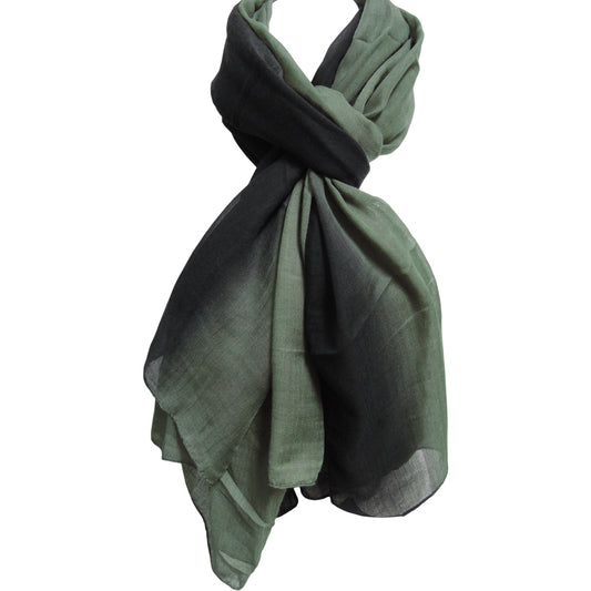Olive Green & Black Long Soft Scarf Wrap Shawl Stole JK6 - Ambali Fashion Evening Scarves 