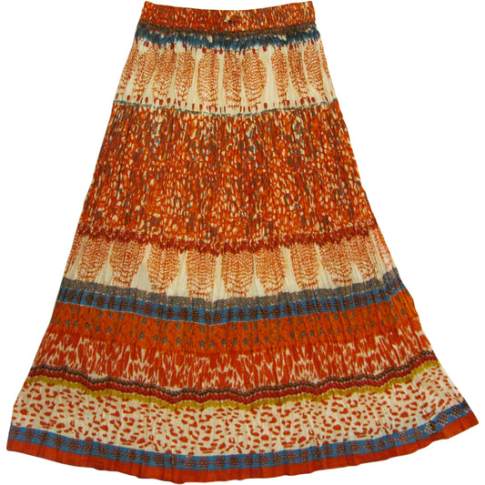 JK Indian Cotton Crinkle Broomstick Bohemian Long Gypsy Skirt - Ambali Fashion Skirts 