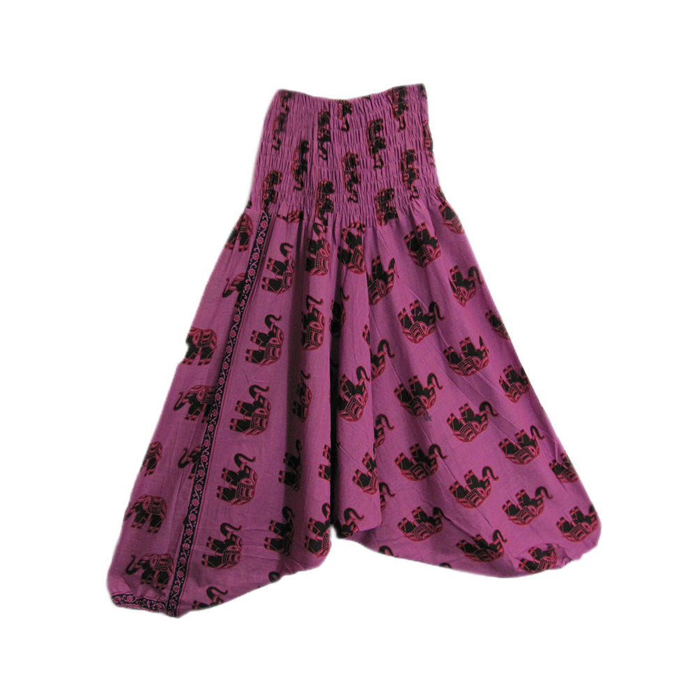 Bohemian Indian Cotton Elephant Print Gypsy Aladdin Alibaba Yoga Harem Pants - Ambali Fashion Women's Pants 