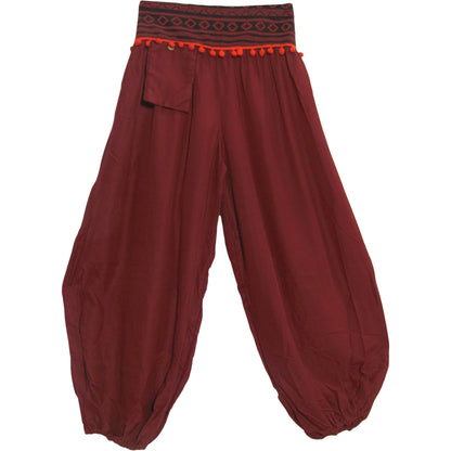 Unisex Bohemian Hippie Gypsy Yoga Harem Pants Pom-Pom - Ambali Fashion Women's Pants 