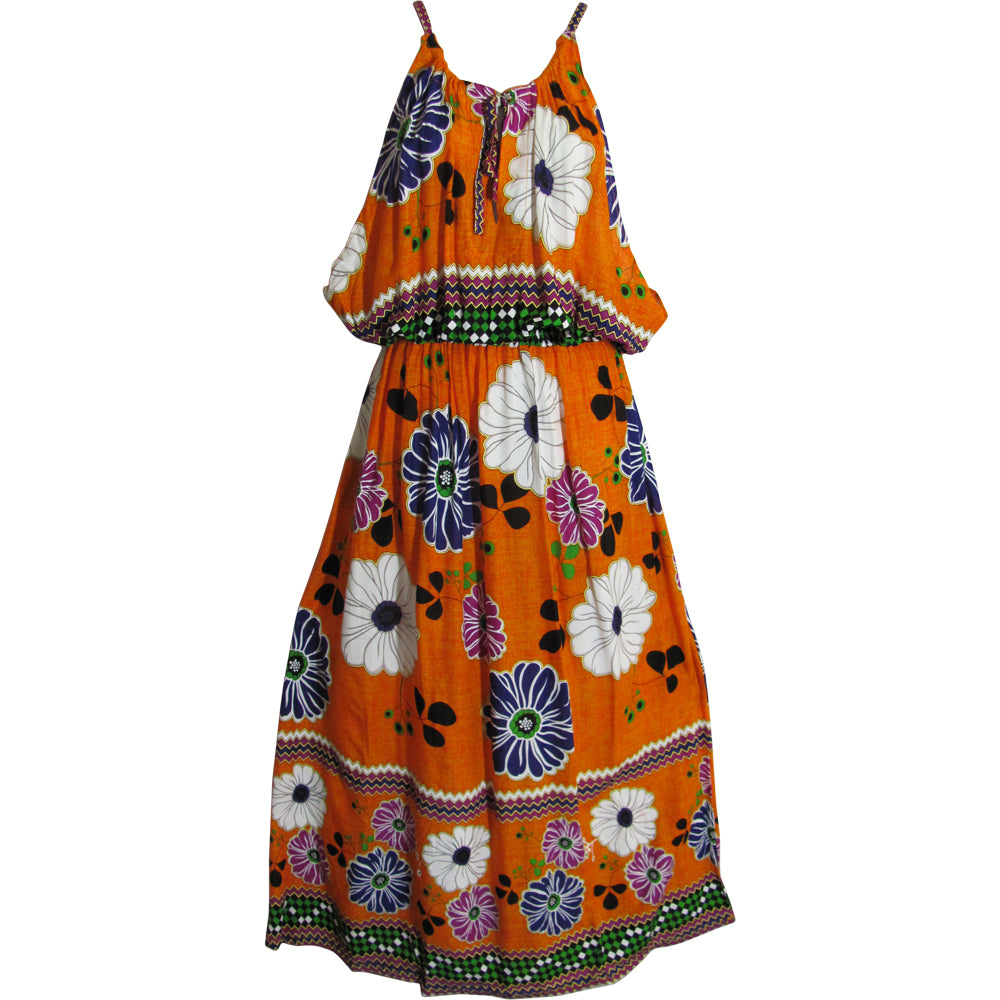 Plus Bohemian Sleeveless A-Line Long Floral Sundress TH HULA D - Ambali Fashion Dresses 