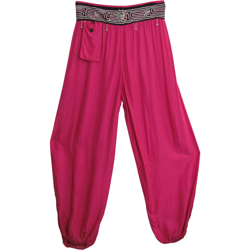 Bohemian Hippie Gypsy Embroidered Cotton Beaded Waist Yoga Harem Pants - Ambali Fashion Women's Pants aladdin, beachwear, boho, casual, classic, ethnic, fashion, festival, gypsy, indian, loos