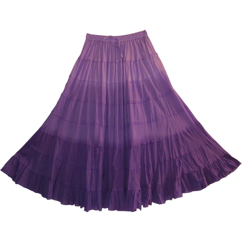 Missy Plus Bohemian Crinkled Cotton Broomstick Long Tiered Skirt Ombre - Ambali Fashion Skirts 