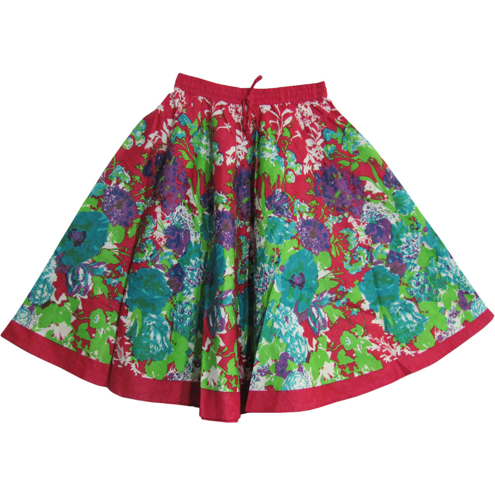 Indian Bohemian Paisley Ethnic Umbrella Cut Cotton Mini/Mid Length Skirt Rupa - Ambali Fashion Skirts 
