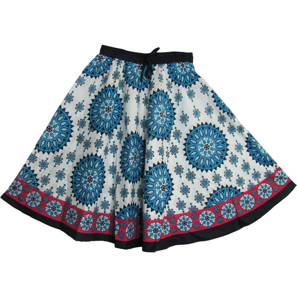 Indian Bohemian Paisley Ethnic Umbrella Cut Cotton Mini/Mid Length Skirt Rupa - Ambali Fashion Skirts 