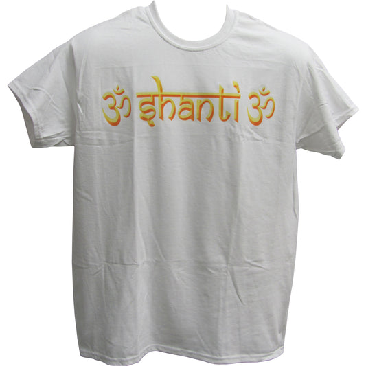 Men's Om Shanti Om Casual Cotton Short Sleeve White Yoga Shirt T-Shirt - Ambali Fashion Men's Shirts 
